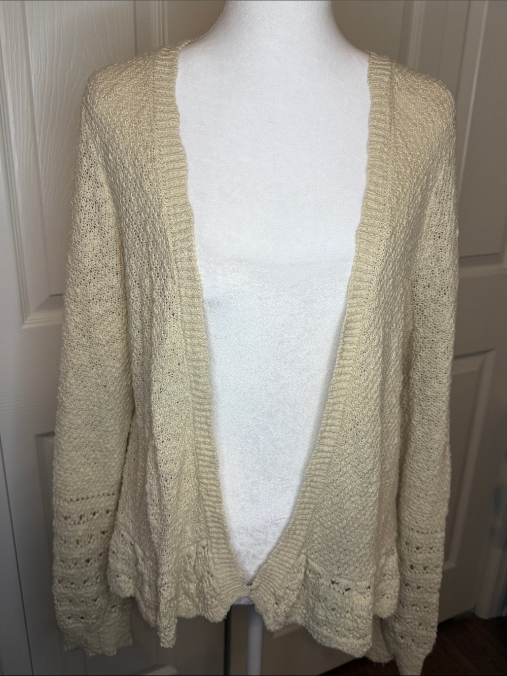 C&C California Cream Open-Front Knit Cardigan